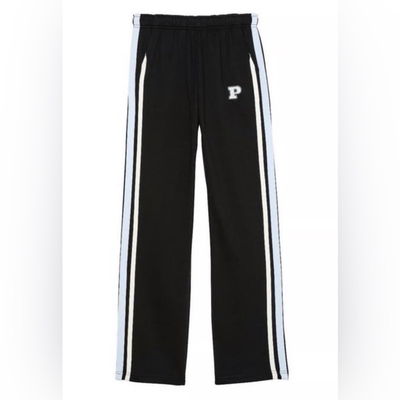 PINK Victoria's Secret Pants - PINK Victoria's Secret Black Straight Leg Pants with White Accents